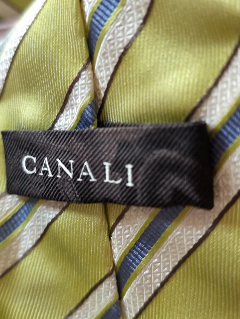 Canali Silk Neck Tie Light Green Maroon Blue & Cream Stripesbeige Blue ITALY